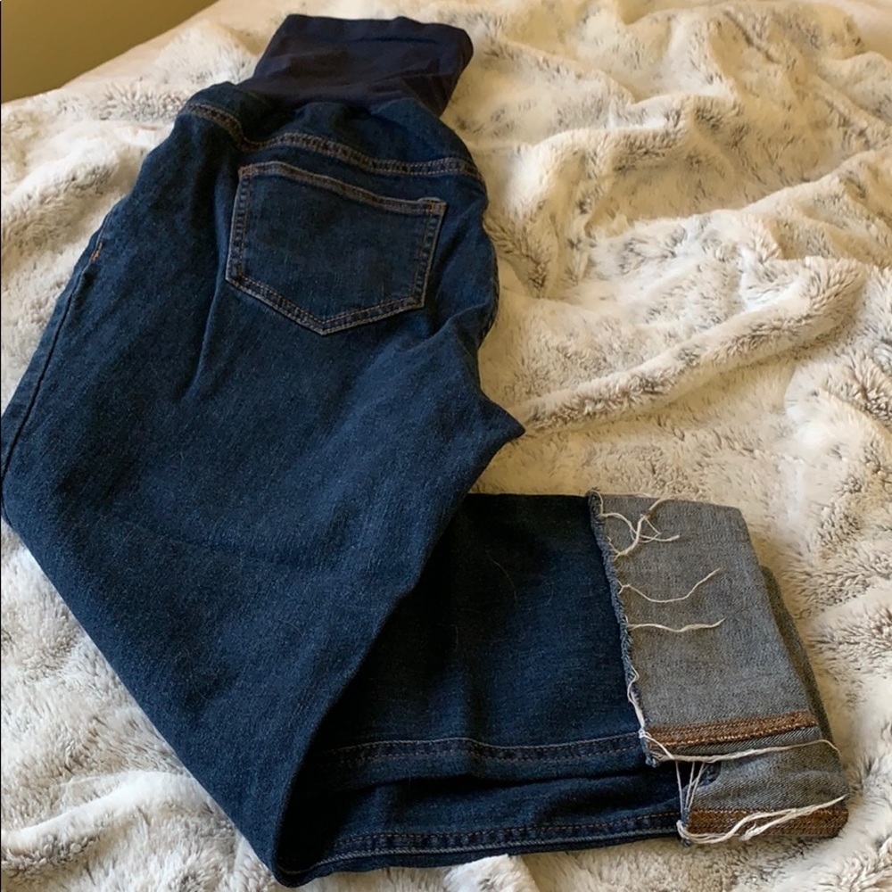 Maternity Capri cuffed blue jeans